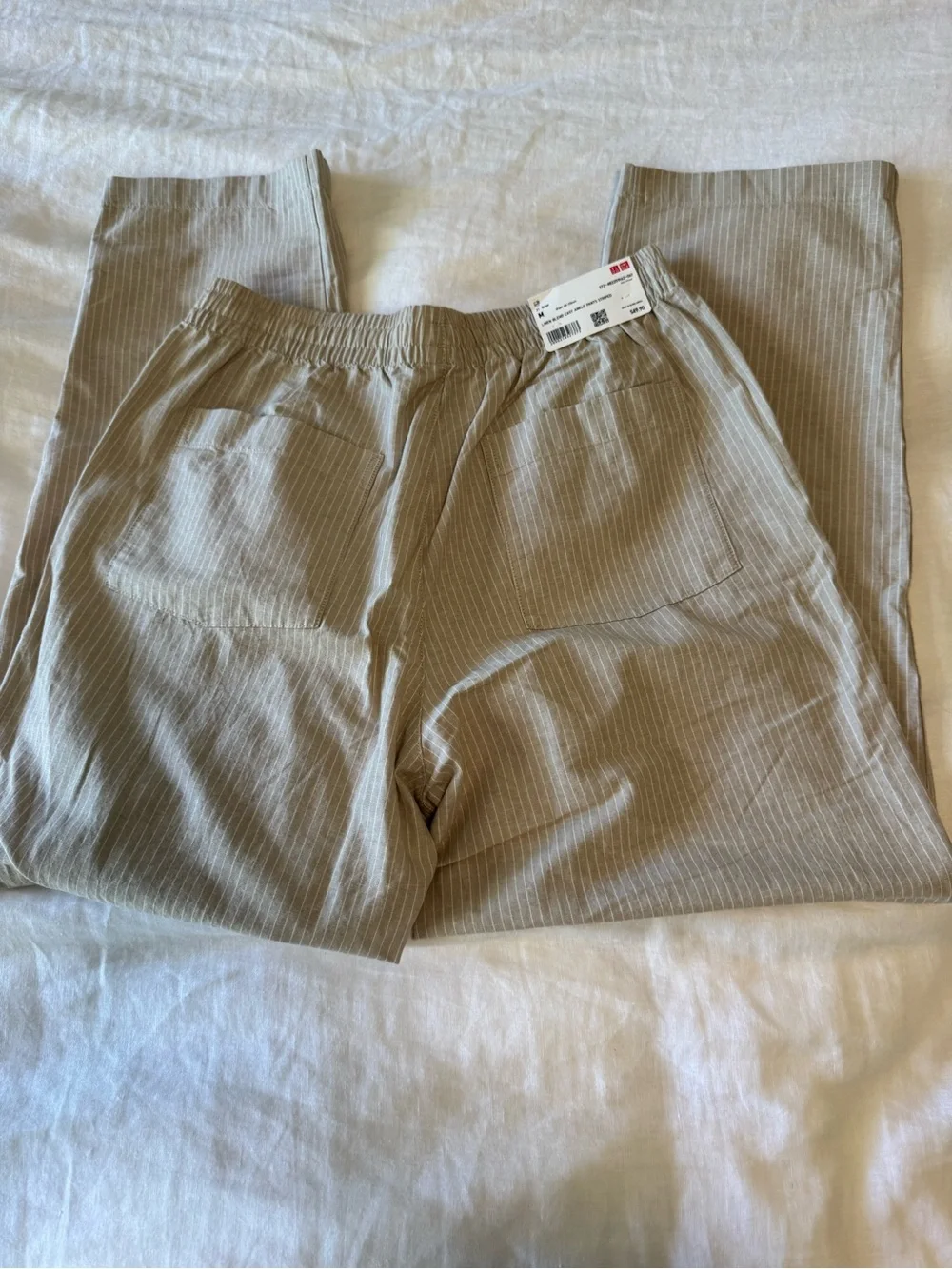 Uniqlo Men's Linen Easy Ankle Pants Striped Sz M NEW